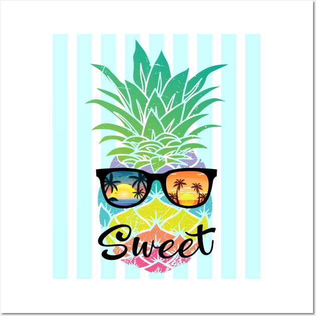 Sweet Tropical Summer - Blue Stripes on - Wall Art by Peter the T-Shirt Dude
